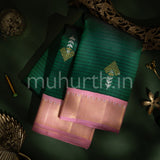 Green Kanjivaram Silk Saree with Pink