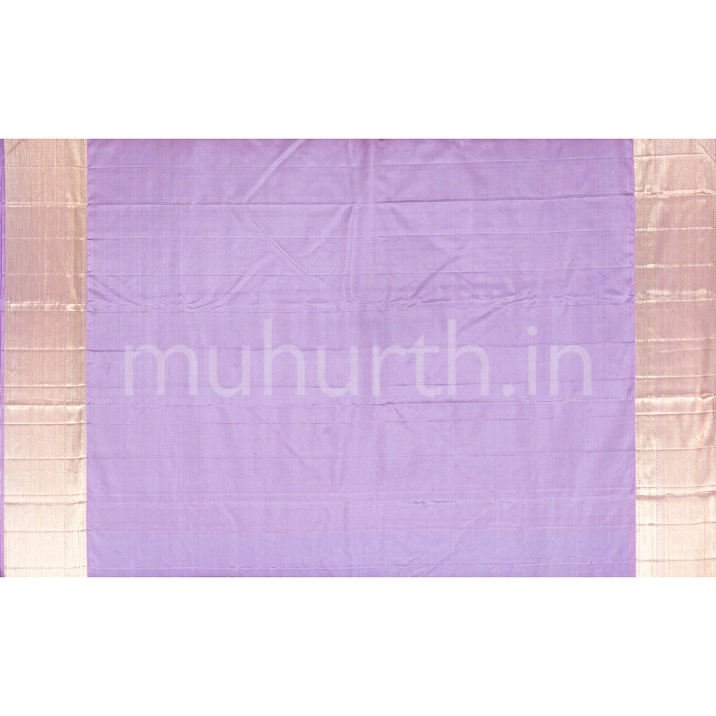 Kanjivaram Sea Green Silk Saree with Lavender