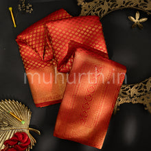 Load image into Gallery viewer, Kanjivaram Bright Red Silk Saree