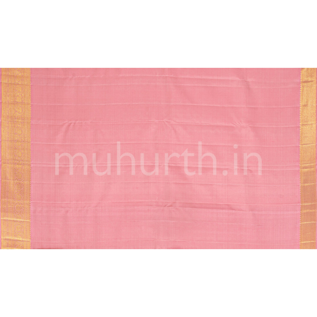 Kanjivaram Red Rose Silk Saree with Pink