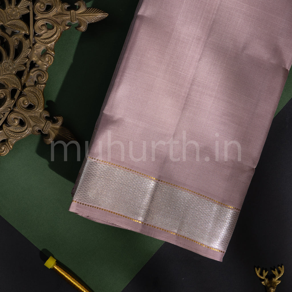 Premium Light Lavender Pure Silk Dhoti with Angavastram