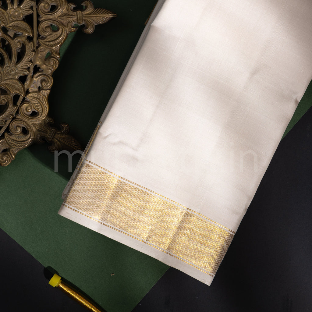 Premium Light Sandal Pure Silk Dhoti with Angavastram