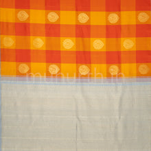 Load image into Gallery viewer, Mango Yellow Pure Kanjivaram Silk Saree with Red