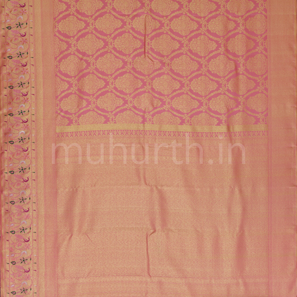 Peach Meenakari Pure Kanjivaram Silk Saree