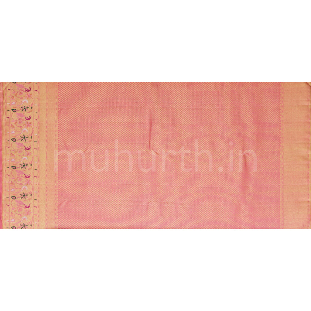 Peach Meenakari Pure Kanjivaram Silk Saree