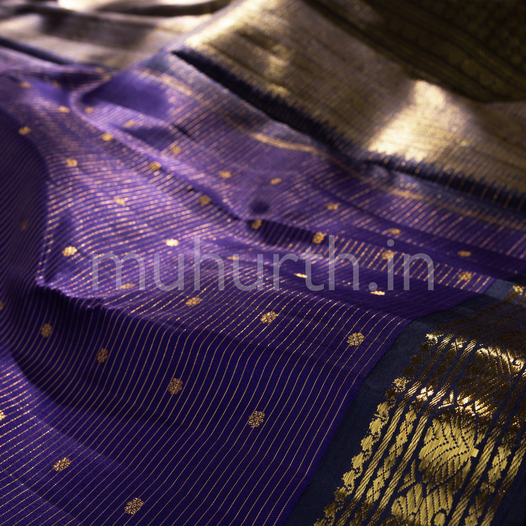 Violet Kanjivaram Silk Saree with Vijaya