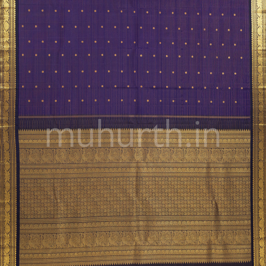 Violet Kanjivaram Silk Saree with Vijaya