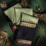 Light Elaichi Pure Zari Kanjivaram Silk Saree with Kanchana