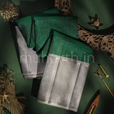 Dark Green Pure Kanjivaram Silk Saree with Grey