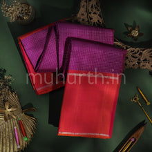 Load image into Gallery viewer, Magenta Pure Kanjivaram Silk Saree with Deep Peach