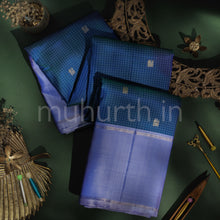 Load image into Gallery viewer, Sapphire Blue Pure Kanjivaram Silk Saree with Mauve