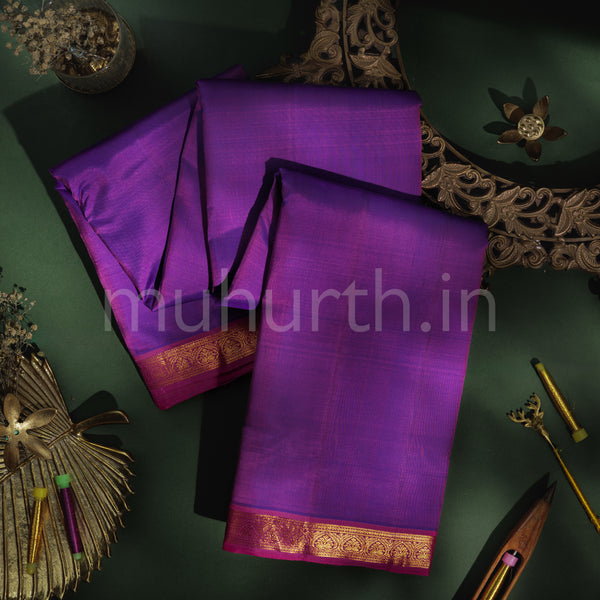 Magenta Pure Kanjivaram Silk Saree with Rose