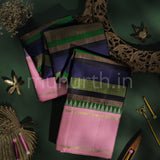 Multi Colour Pure Kanjivaram Silk Saree with Pink