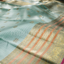 Load image into Gallery viewer, Sea Green Pure Zari Kanjivaram Silk Saree with Brown