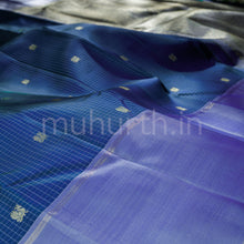 Load image into Gallery viewer, Sapphire Blue Pure Kanjivaram Silk Saree with Mauve