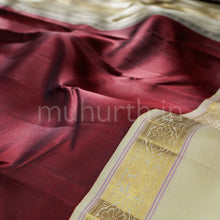 Load image into Gallery viewer, Arakku Pure Kanjivaram Silk Saree with Tussar White