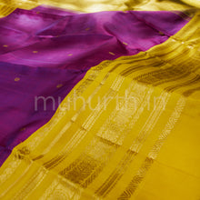 Load image into Gallery viewer, Magenta Pure Kanjivaram Silk Saree with Golden Mustard
