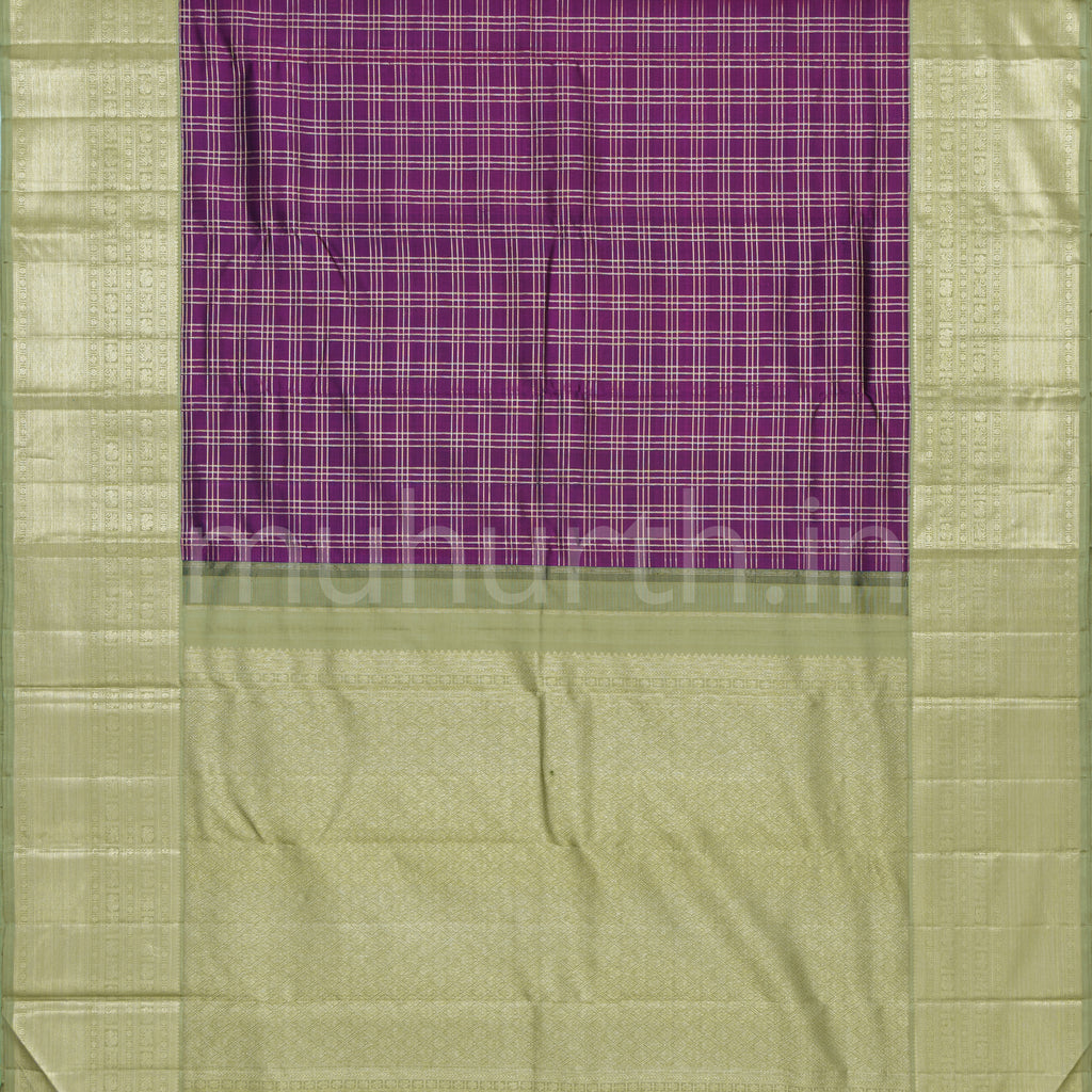 Magenta Pure Kanjivaram Silk Saree with Elaichi