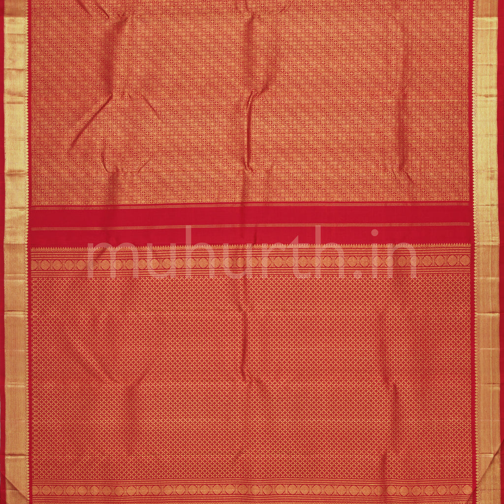 Bright Red Pure Kanjivaram Silk Saree