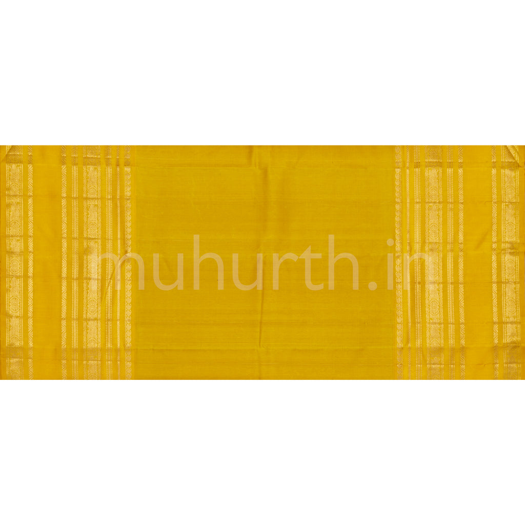 Magenta Pure Kanjivaram Silk Saree with Golden Mustard