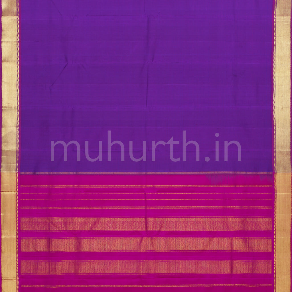 Meenakshi Purple Pure Kanjivaram Silk Saree with Magenta