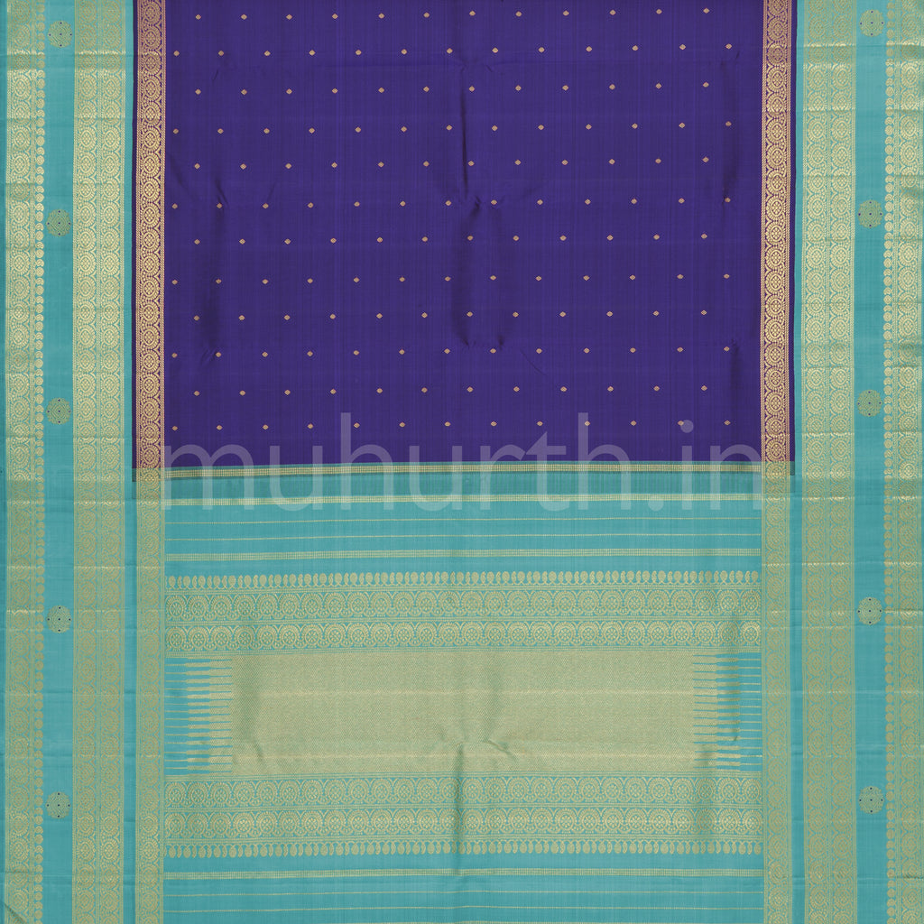 Meenakshi Violet Pure Zari Kanjivaram Silk Saree with Ananda