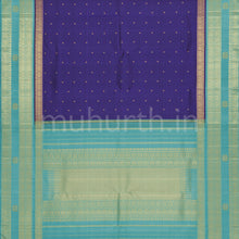 Load image into Gallery viewer, Meenakshi Violet Pure Zari Kanjivaram Silk Saree with Ananda