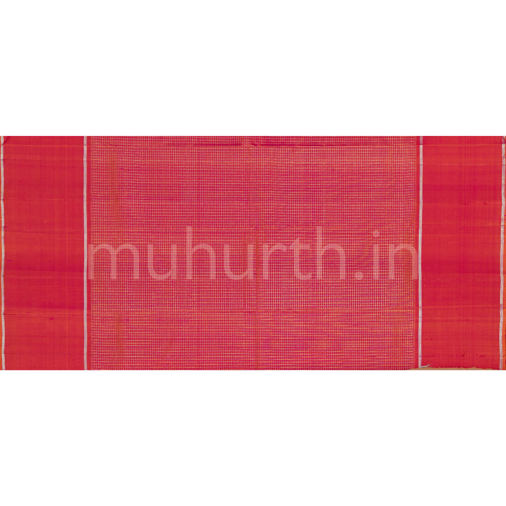 Magenta Pure Kanjivaram Silk Saree with Deep Peach