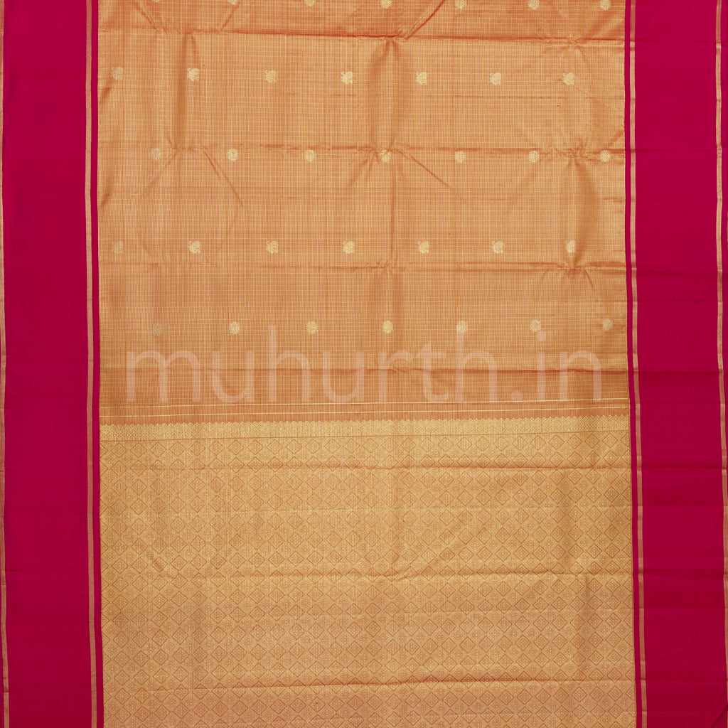 Orange Pure Kanjivaram Silk Saree with Rose