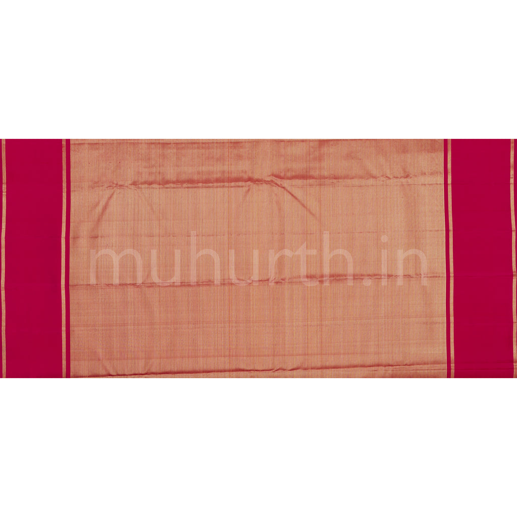 Orange Pure Kanjivaram Silk Saree with Rose