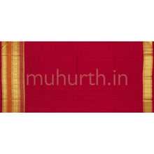 Load image into Gallery viewer, Off- White Veldhari Pure Kanjivaram Silk Saree with Bright Red