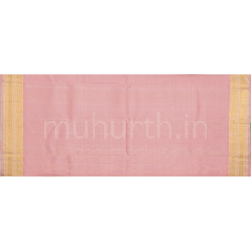 Bright Red Pure Kanjivaram Silk Saree with Peach