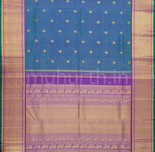 Load image into Gallery viewer, Peacock Blue Pure Kanjivaram Silk Saree with Meenakshi