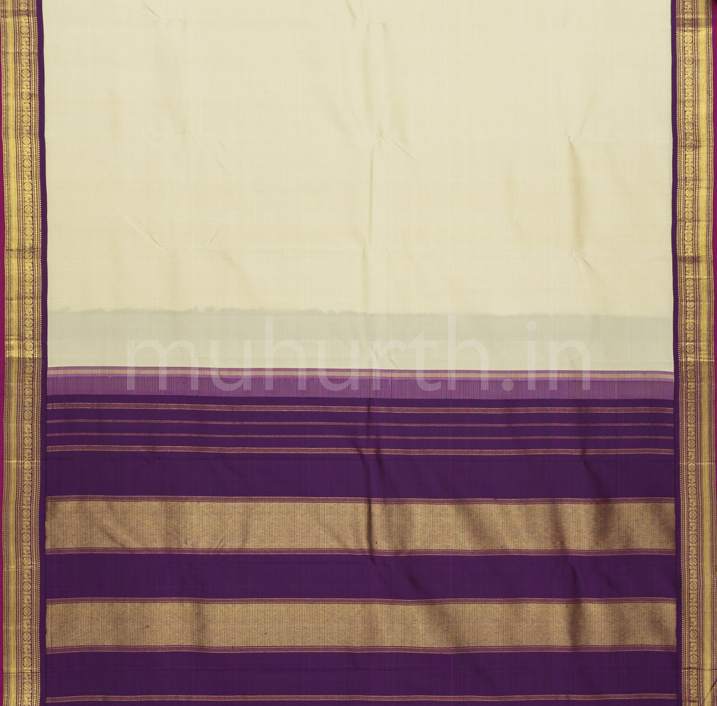 Sandal Pure Kanjivaram Silk Saree with Magenta