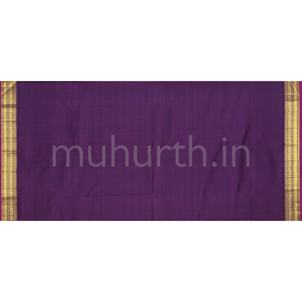 Sandal Pure Kanjivaram Silk Saree with Magenta