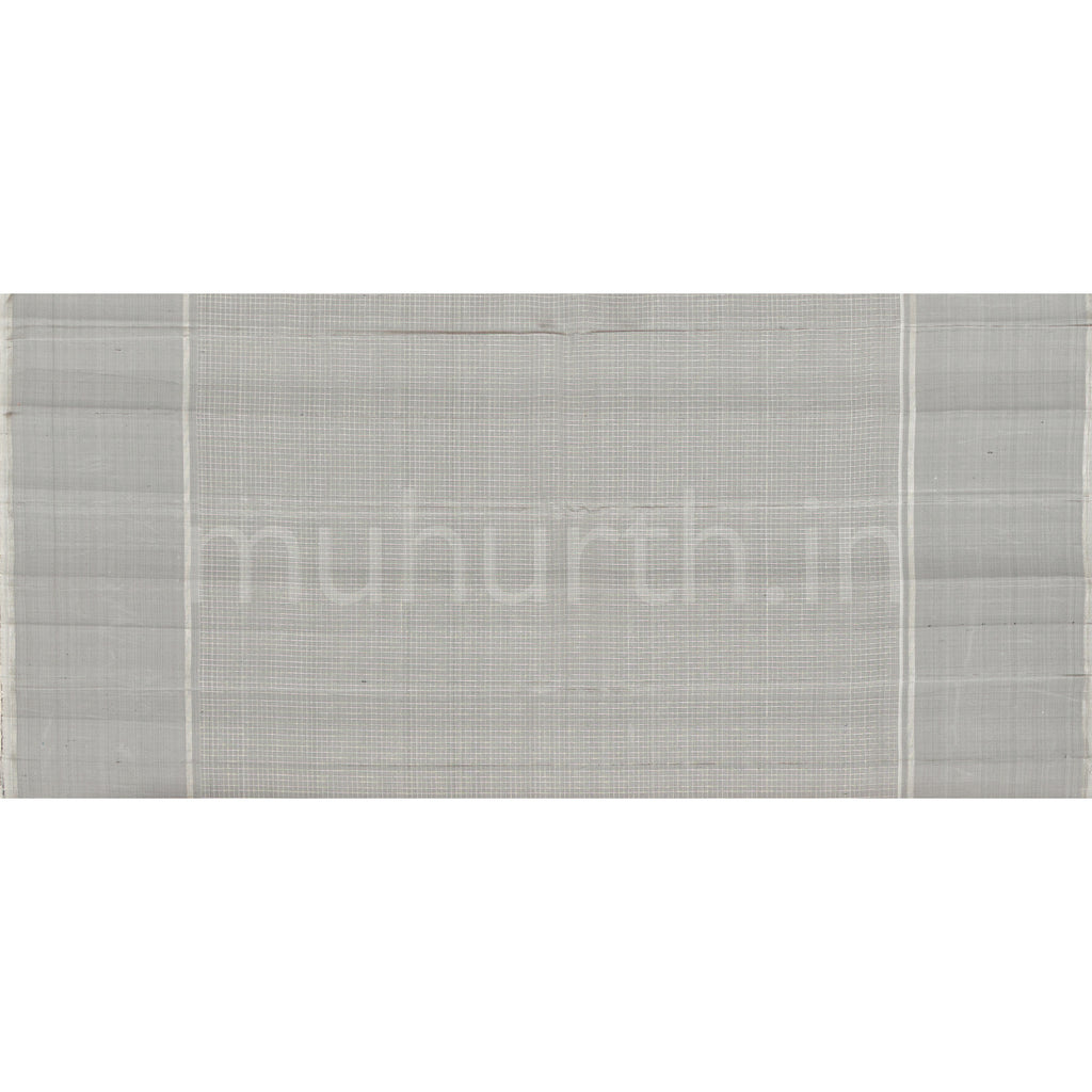 Dark Green Pure Kanjivaram Silk Saree with Grey