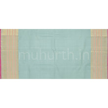 Load image into Gallery viewer, Sea Green Pure Zari Kanjivaram Silk Saree with Brown