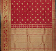 Load image into Gallery viewer, Bright Red Pure Kanjivaram Silk Saree with Green