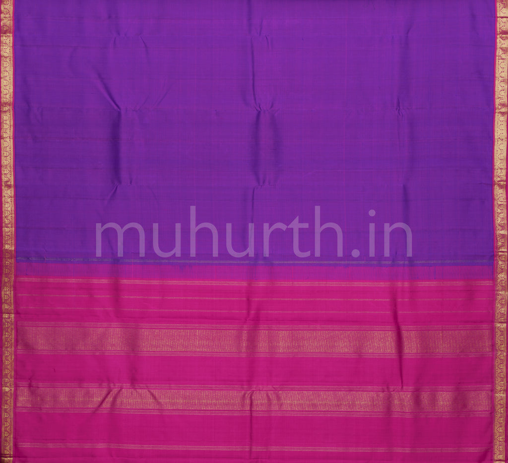 Magenta Pure Kanjivaram Silk Saree with Rose