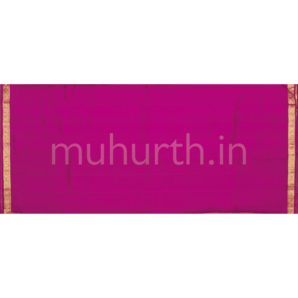 Magenta Pure Kanjivaram Silk Saree with Rose