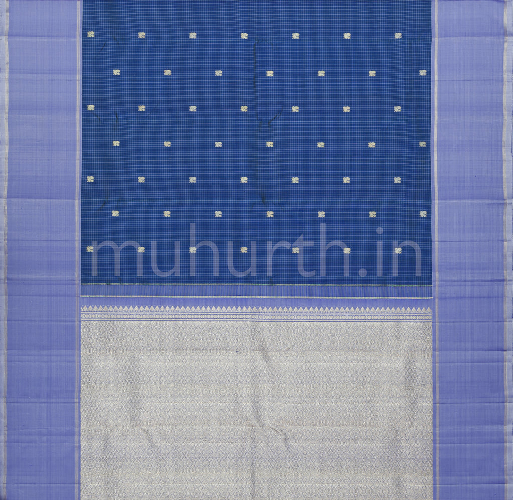 Sapphire Blue Pure Kanjivaram Silk Saree with Mauve