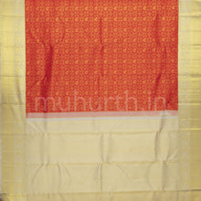 Load image into Gallery viewer, Orange Pure Kanjivaram Silk Saree with Tussar White