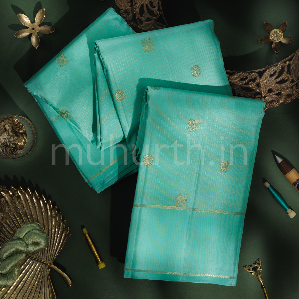 Powder Blue Pure Zari Kanjivaram Silk Saree