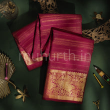 Load image into Gallery viewer, Dark Magenta Pure Kanjivaram Silk Saree