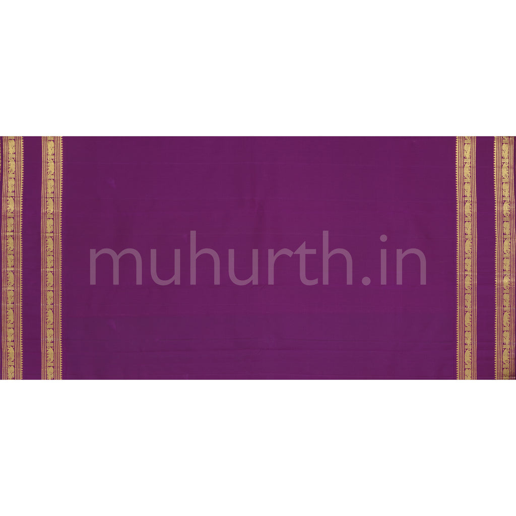 Ananda Blue Pure Zari Kanjivaram Silk Saree with Magenta