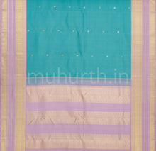 Load image into Gallery viewer, Sea Blue Pure Kanjivaram Silk Saree with Lavender