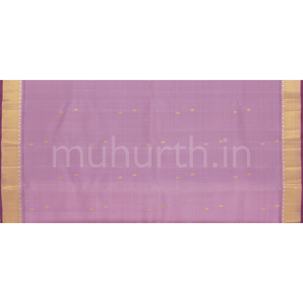 Off-White Pure Kanjivaram Silk Saree with Lavender