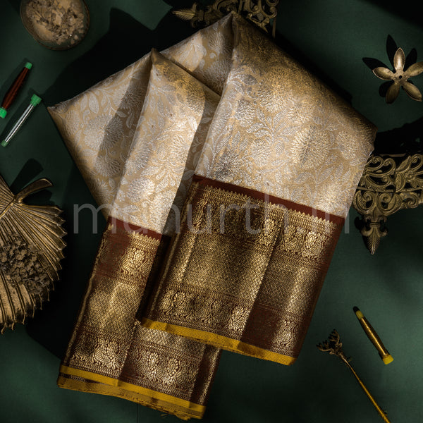 Faun Pure Tissue Kanjivaram Silk Saree with Pakku