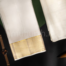 Load image into Gallery viewer, Premium Golden Beige Pure Silk Dhoti with Angavastram