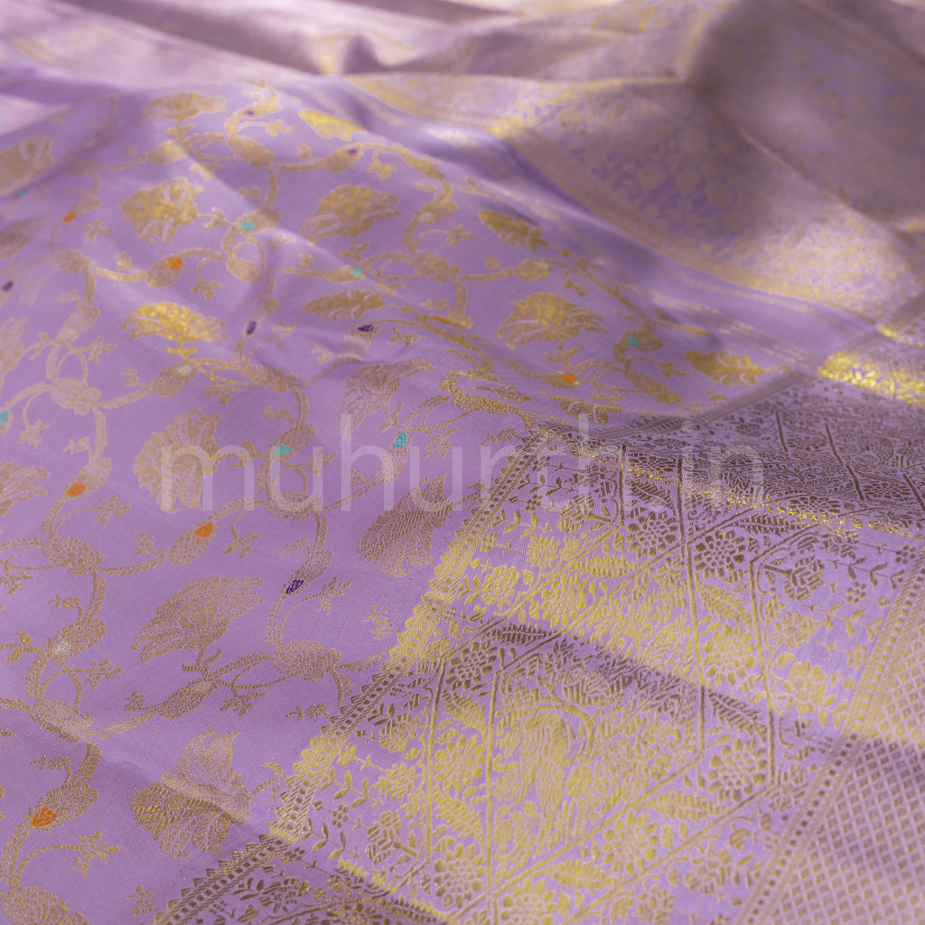 Lavender Designer Meenakari Kanjivaram Silk Saree